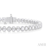 4 1/2 ctw North-South Bezel Set Oval Cut Diamond Tennis Bracelet in 14K White Gold